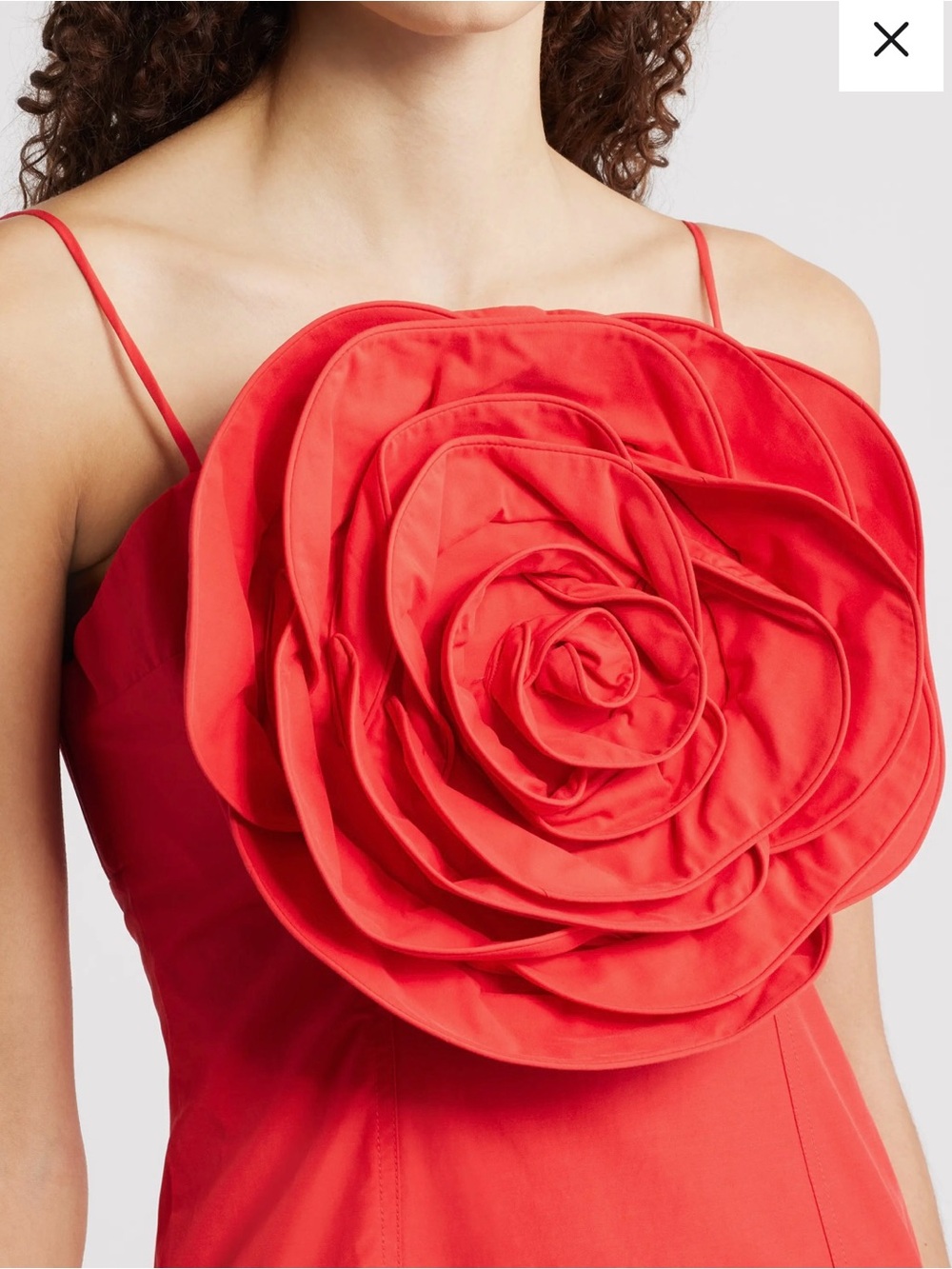 NWT FARM Rio Red Rose Applique Spaghetti-Strap Mini Dress - Picture 4 of 9